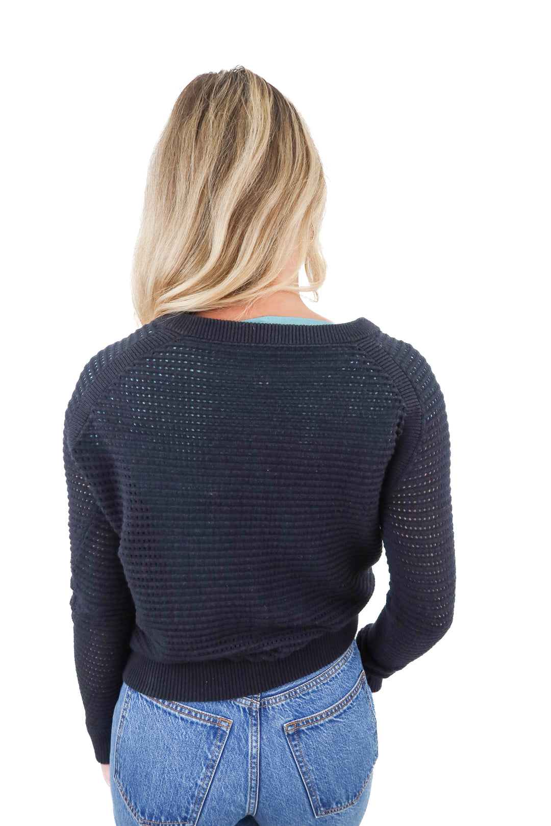 Lululemon black knit crochet sweater (S)