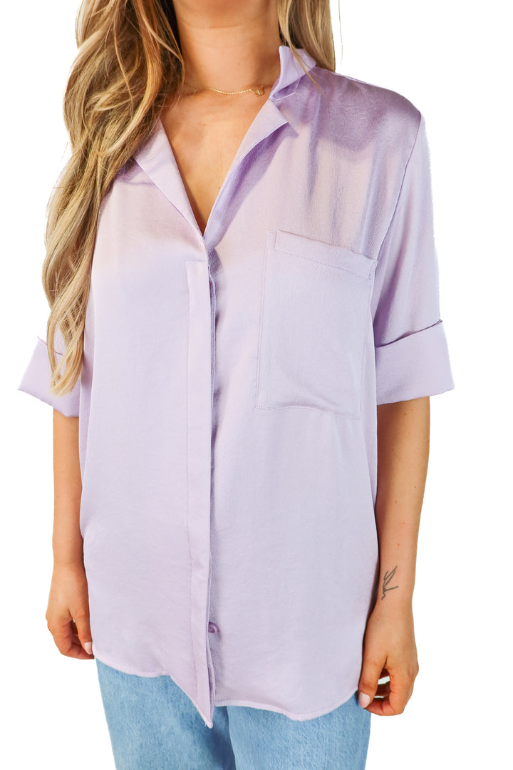 open edit purple button up (S: retail $59.50)