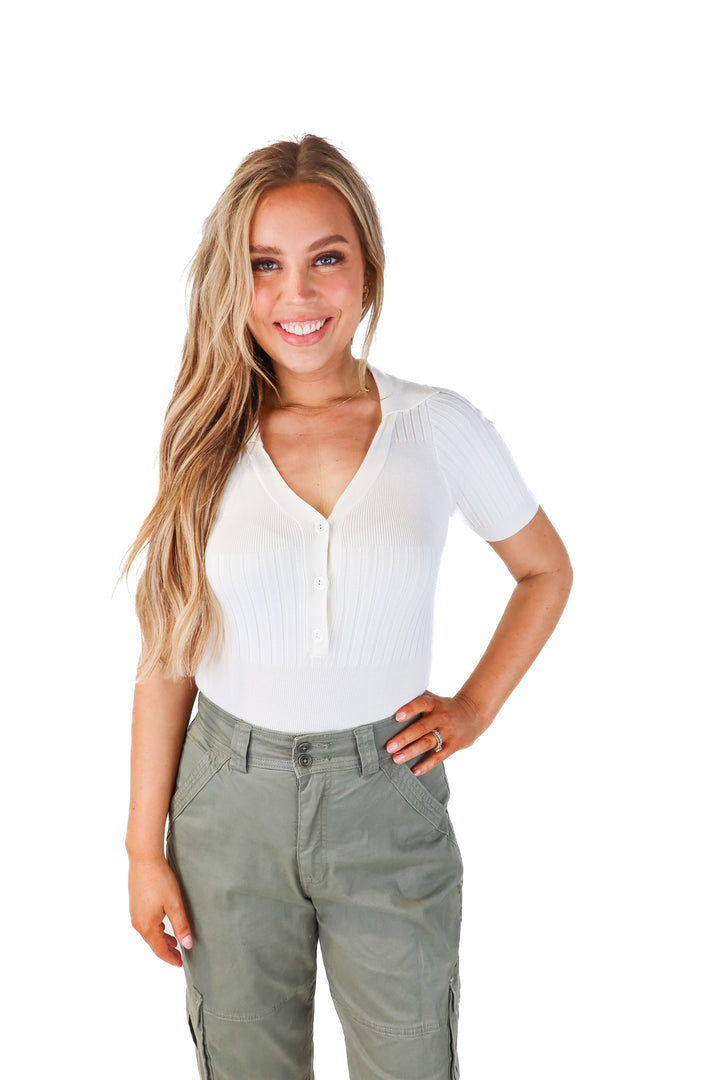 superdown white ribbed bodysuit (m; retail $64)