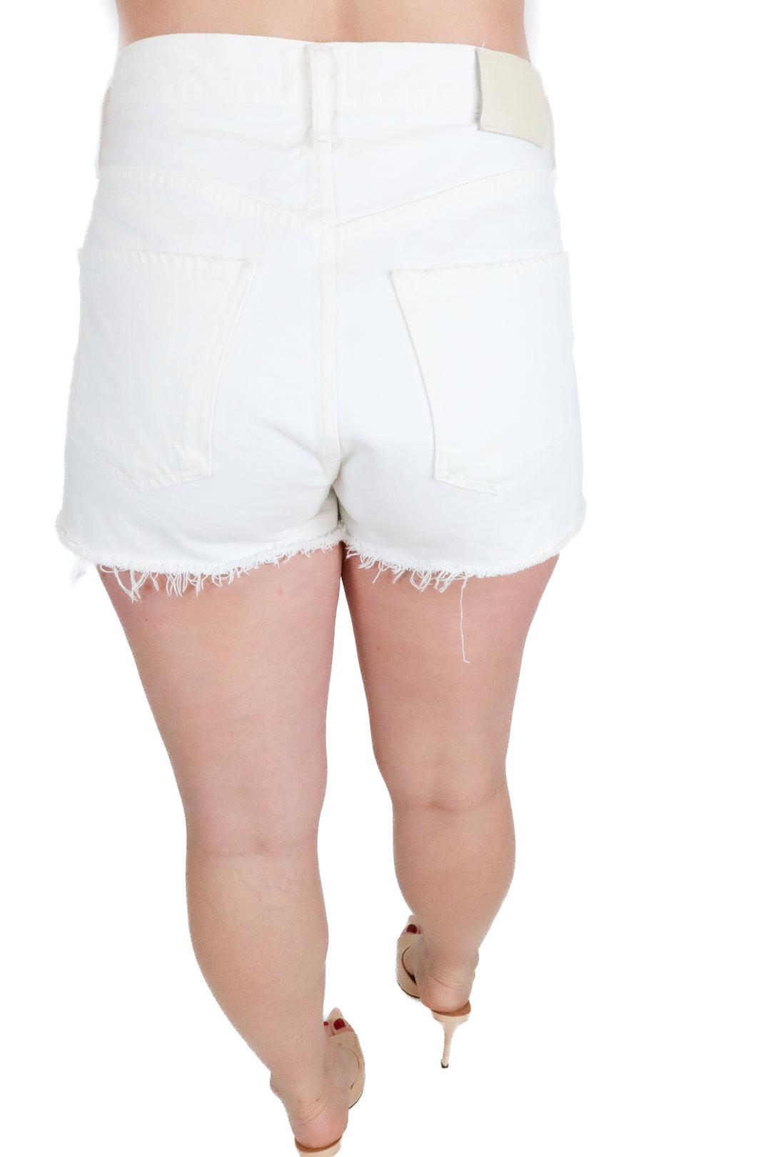 Citizens of Humanity white denim shorts (26; $168)