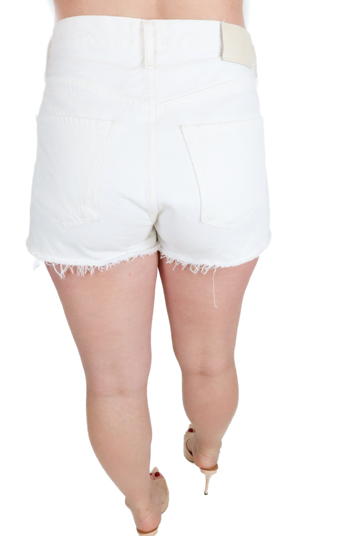 Citizens of Humanity white denim shorts (26; $168)