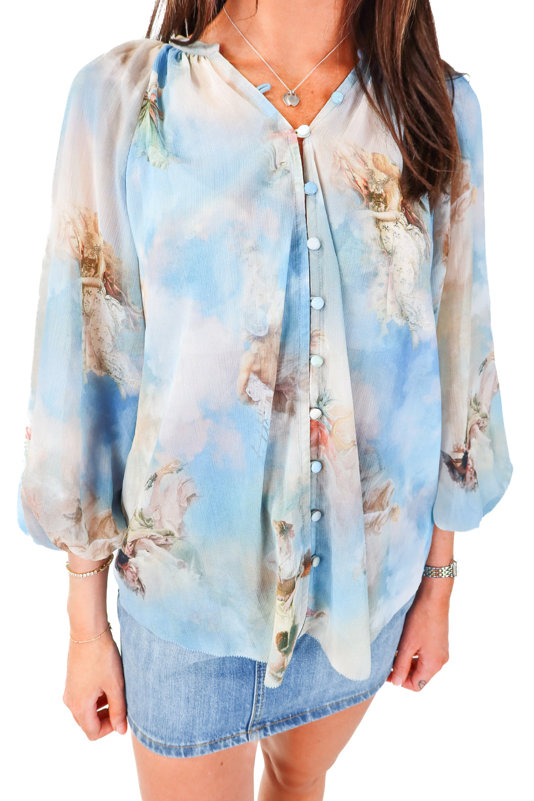 l'agence blue sheer angel top (xs; retail $380)