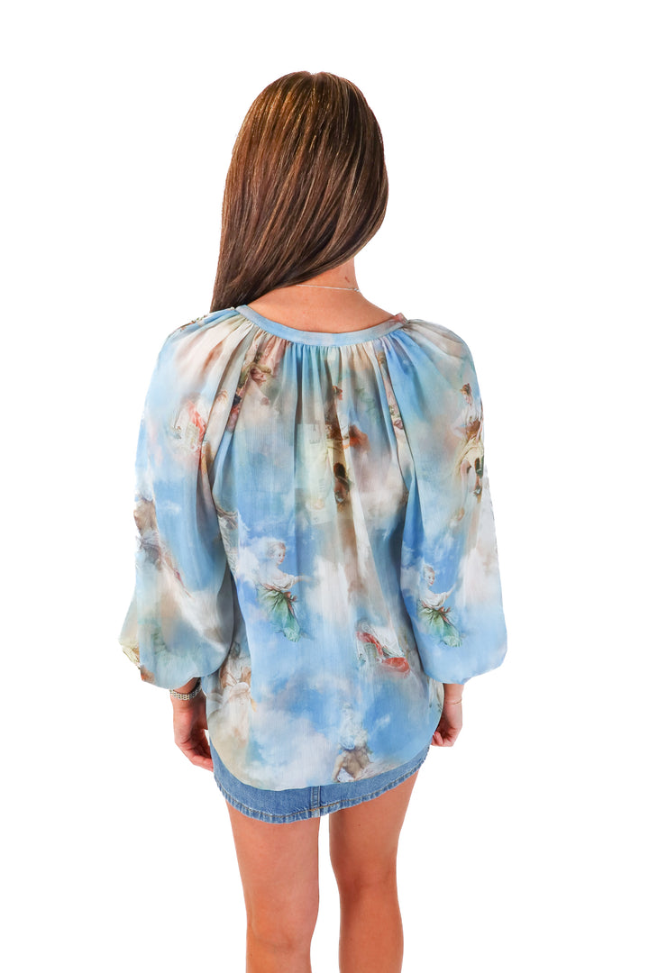 l'agence blue sheer angel top (xs; retail $380)