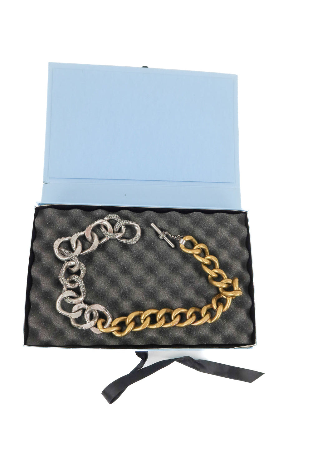 lanvin gold/silver rhinestone chain necklace (retail $1,250)