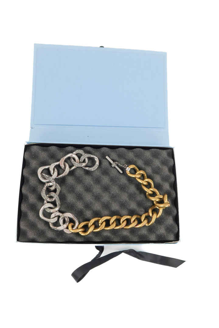 lanvin gold/silver rhinestone chain necklace (retail $1,250)
