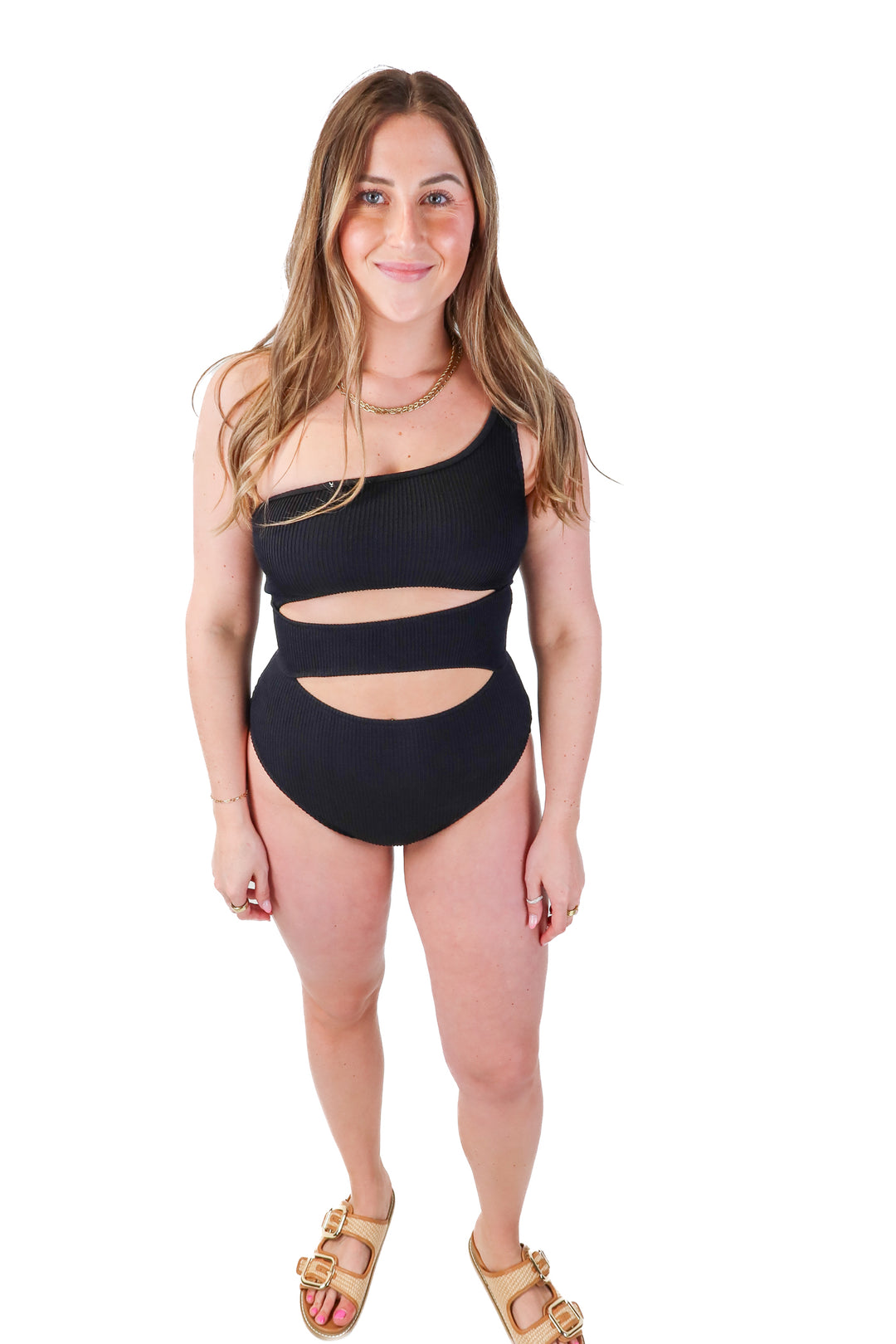 aerie black cut out swimsuit NWOT (M Long)