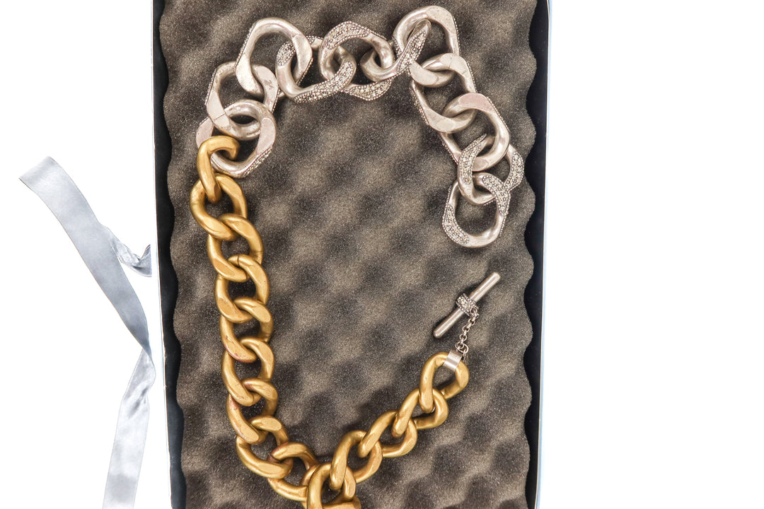 lanvin gold/silver rhinestone chain necklace (retail $1,250)