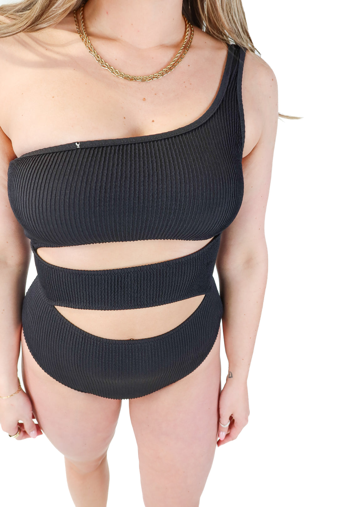 aerie black cut out swimsuit NWOT (M Long)