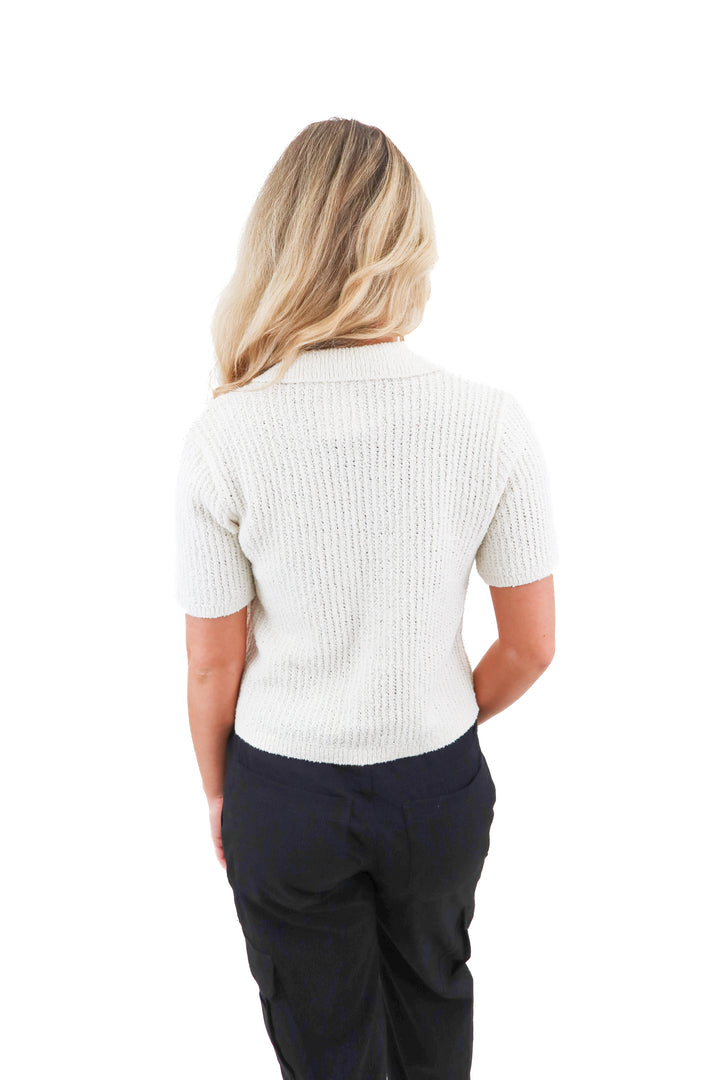 abercrombie & fitch cream knit short sleeve top (xs; retail $50)