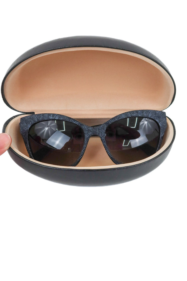 alexander mcqueen navy textured sunglasses