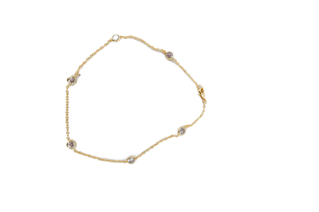 gold rhinestone dainty thin bracelet