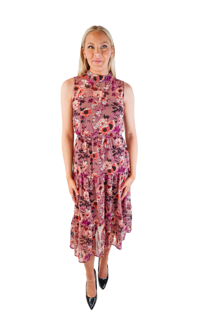 Lulus purple floral midi dress (xs; retails for $65)