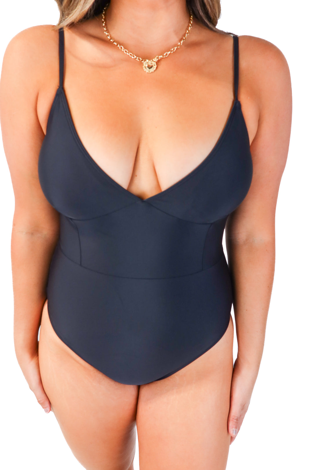 summersalt simple black one piece swimsuit NWT (6)