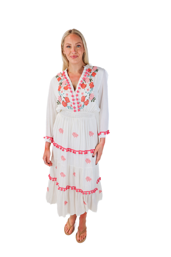 chic wish white floral maxi dress (s)