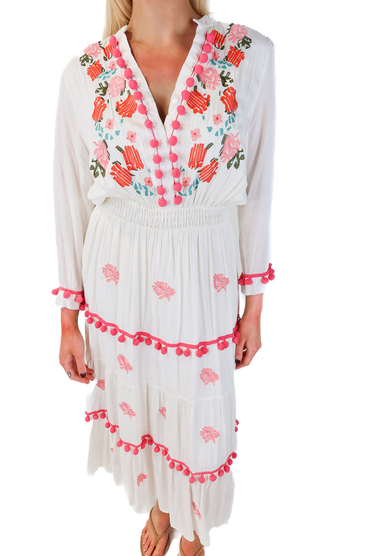 chic wish white floral maxi dress (s)