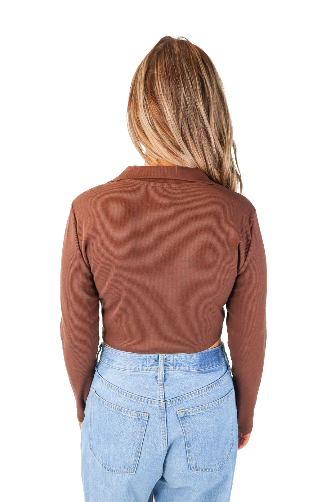 zara brown collared top (L)