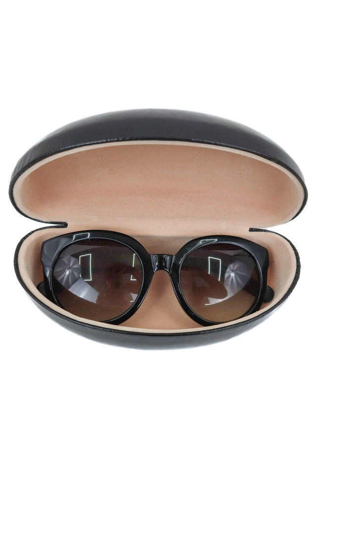 cynthia bailey black noelle round sunglasses