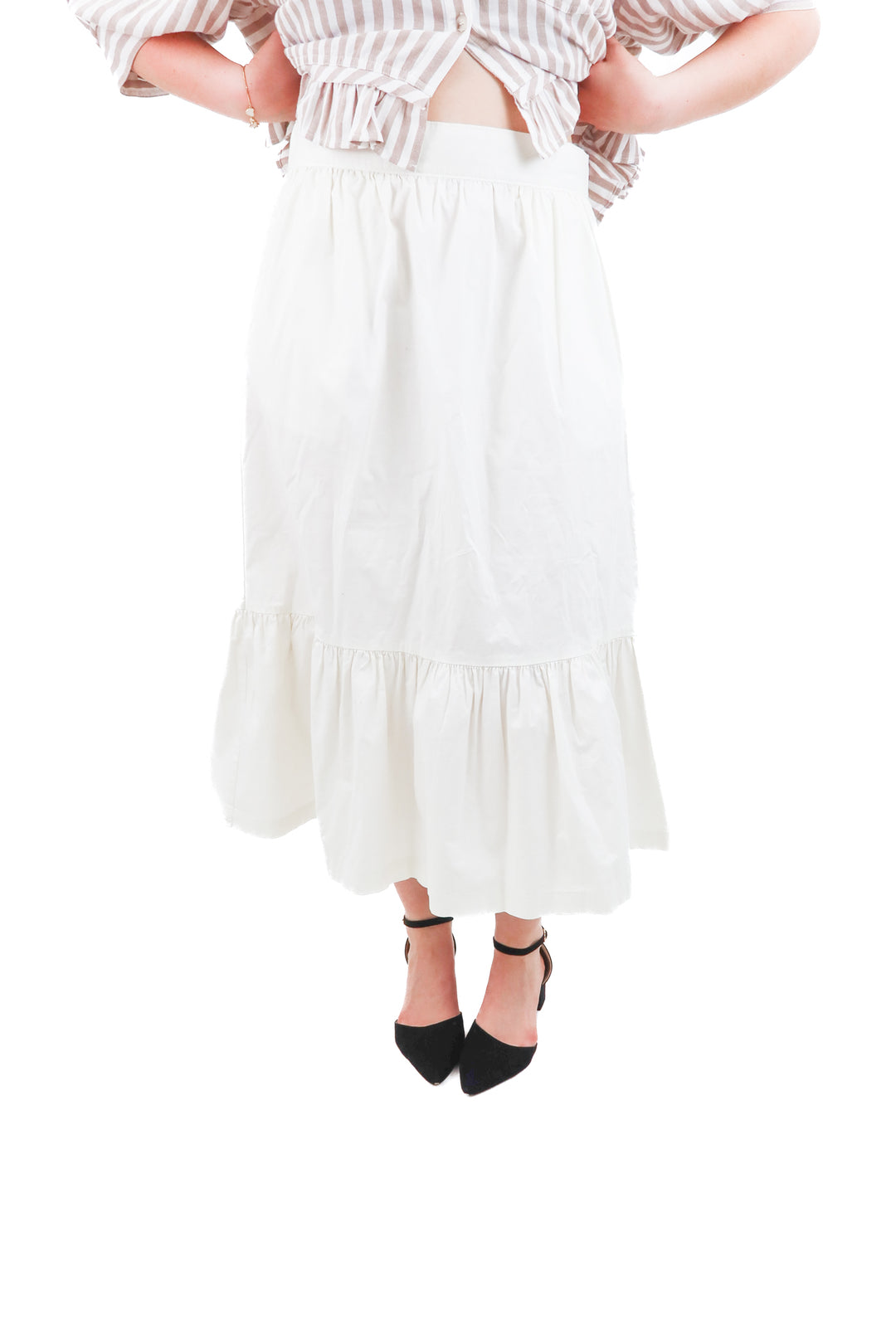 a new day tiered cotton poplin skirt (l; retail $25)