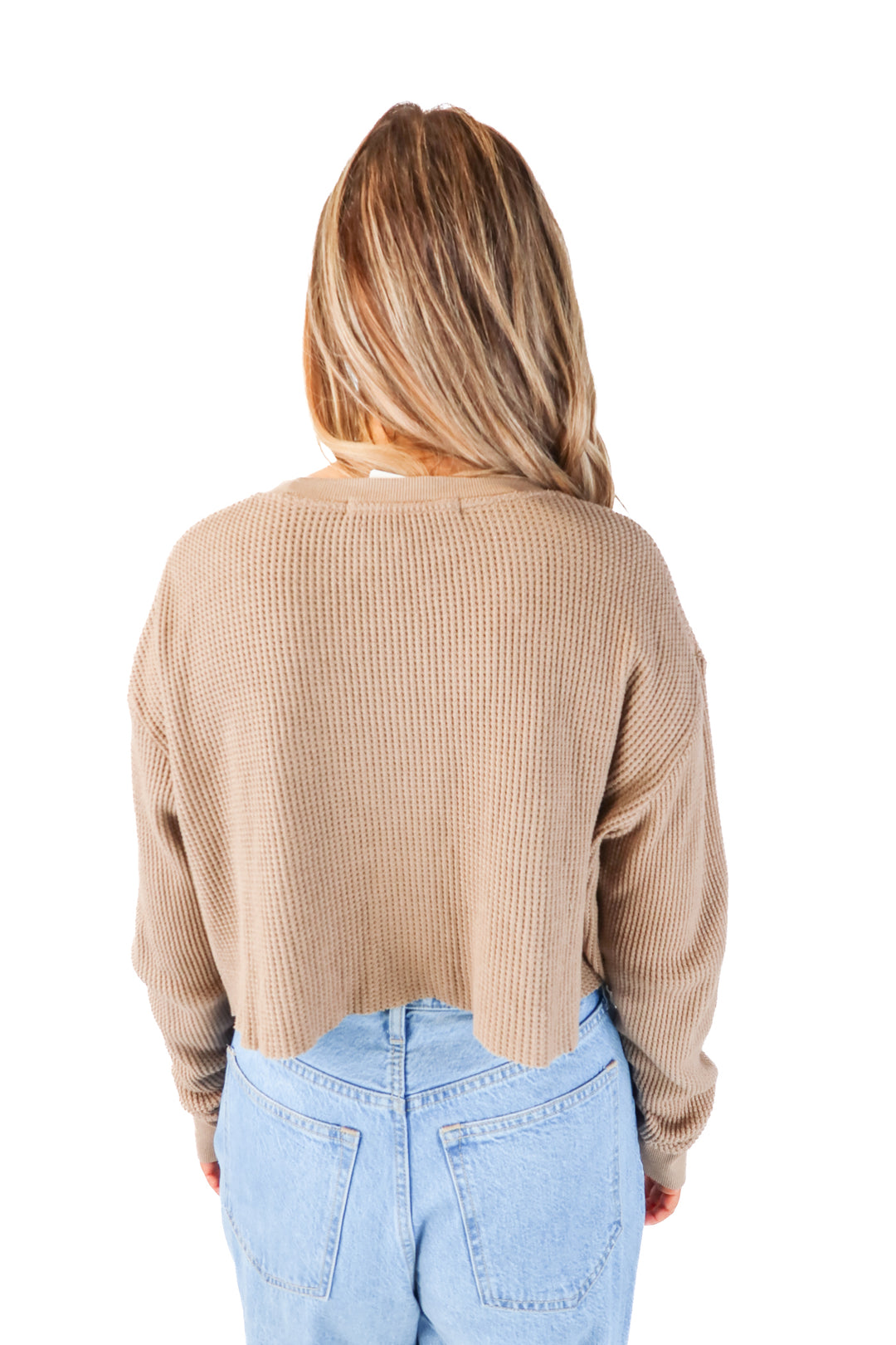 stillwater brown waffle knit top (L)
