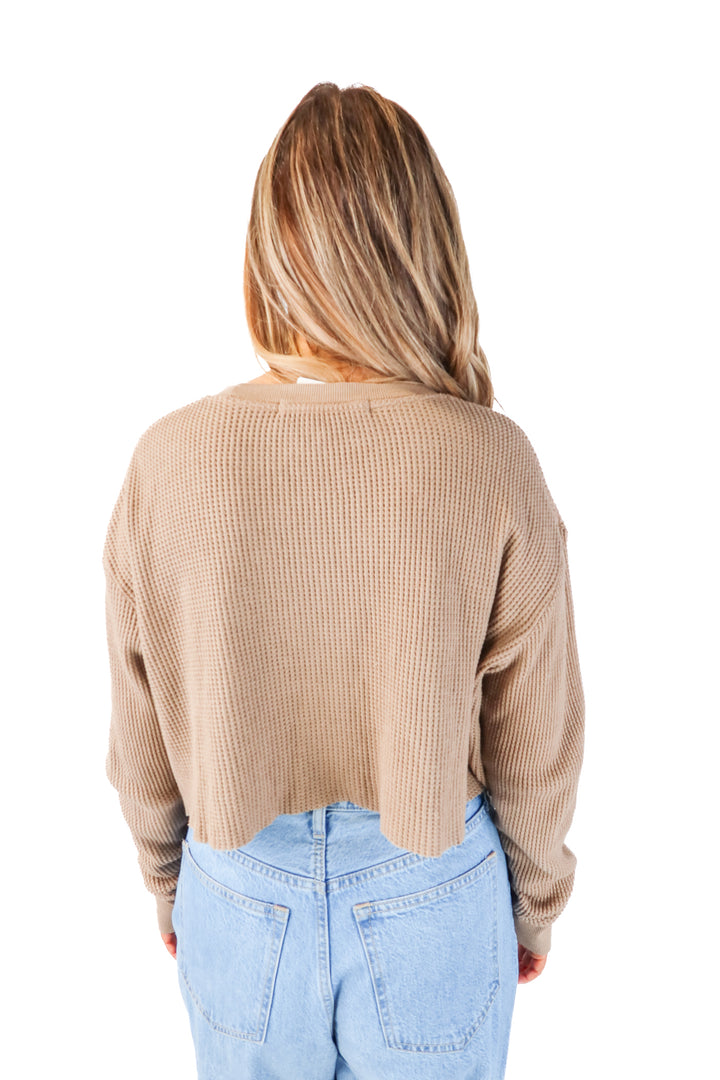 stillwater brown waffle knit top (L)
