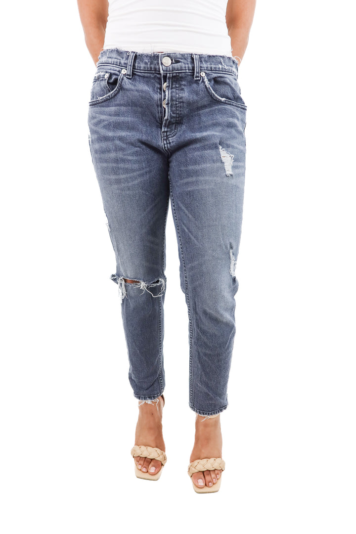 adaptation black distressed jeans (29; retail $325)