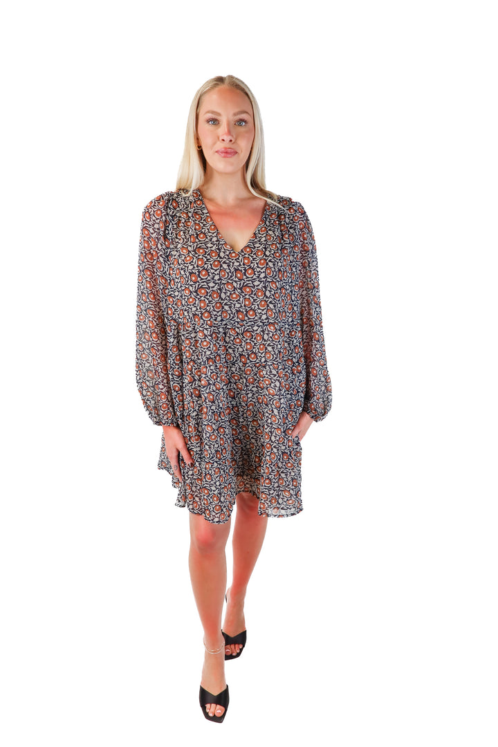 avara navy/orange floral dress NWT (s; retails $82)