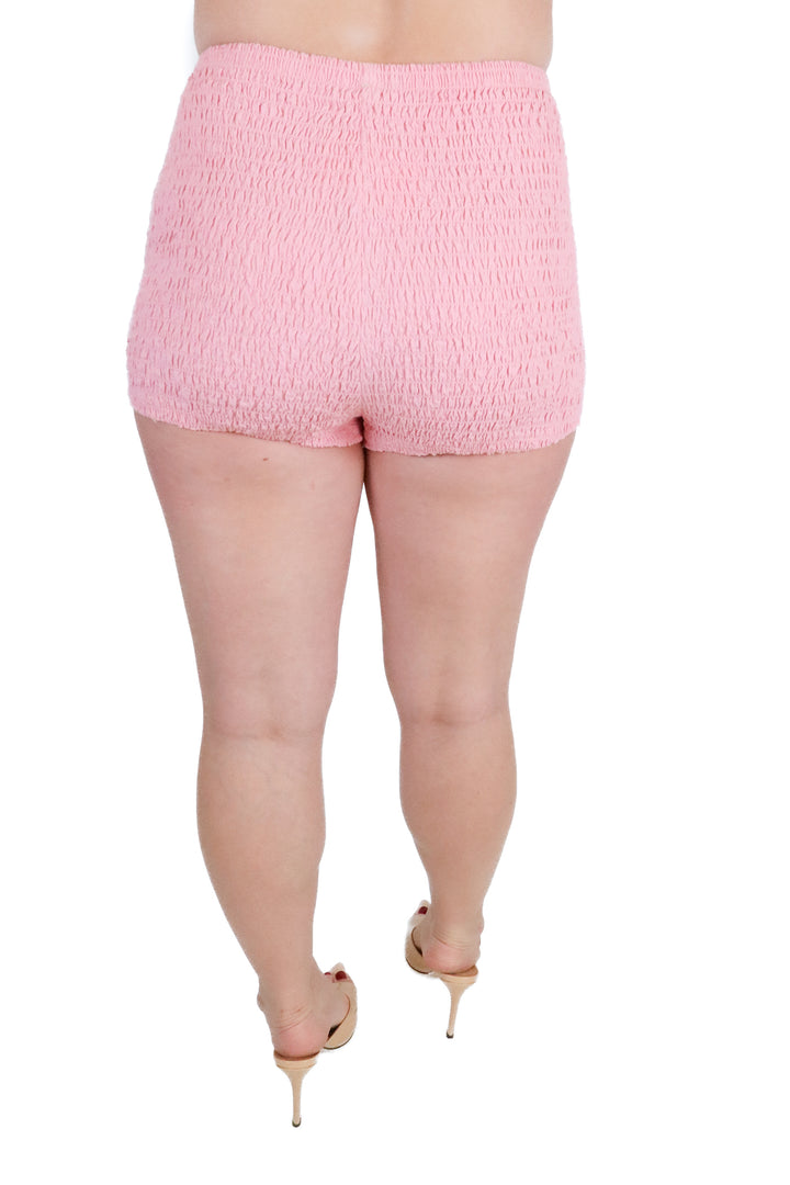 Free People Pink Smocked Stretchy Shorts (S; retail $48)