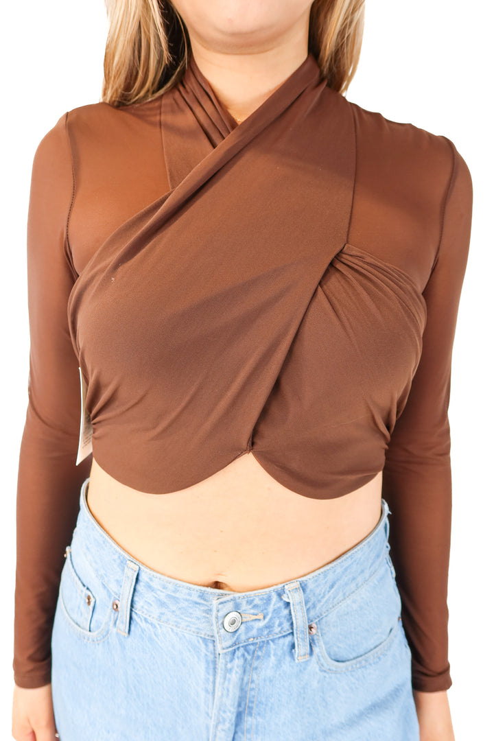 bardot brown mesh top NWT (m; retail $89)