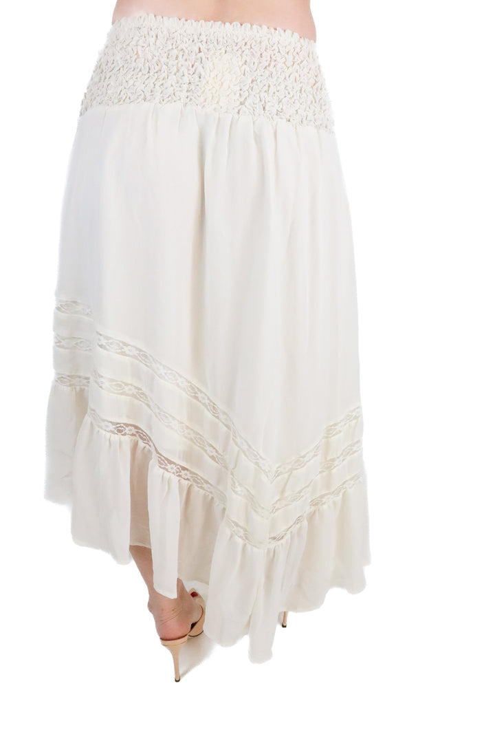 Free People Cream Floral Waist Assymetical Skirt (S; retail $78)
