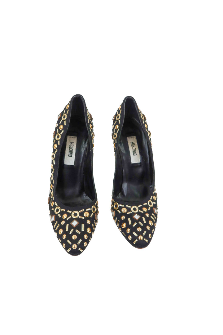 moschino black beaded heels (37.5)