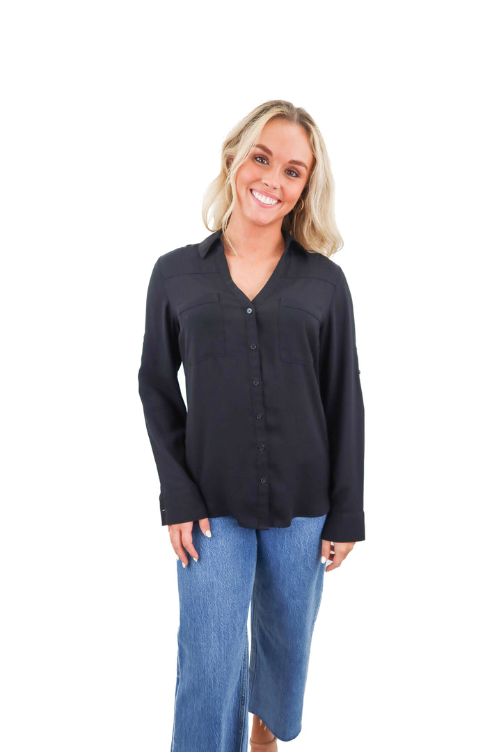Express black chiffon the portifino shirt (S)