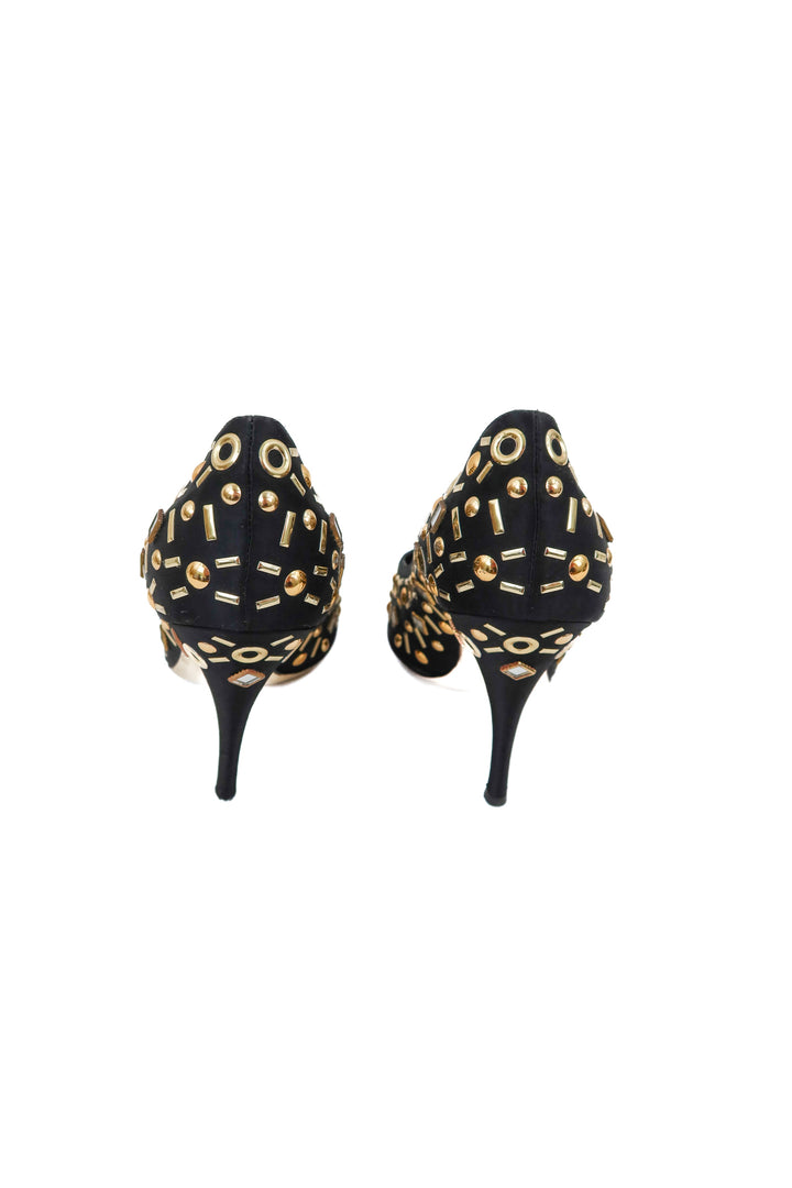moschino black beaded heels (37.5)