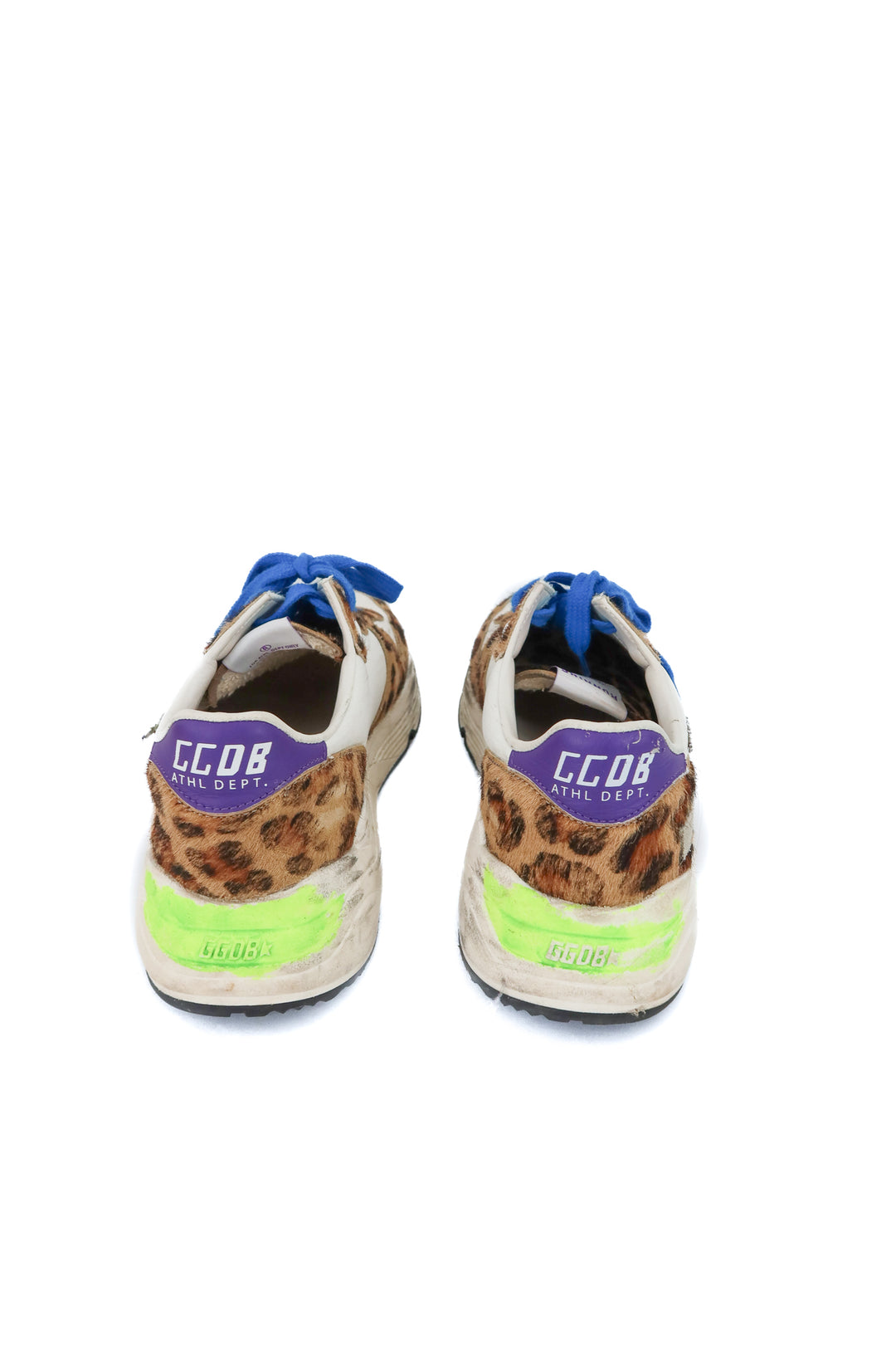 golden goose white/leopard/silver star running sole sneakers (37; retail $790)