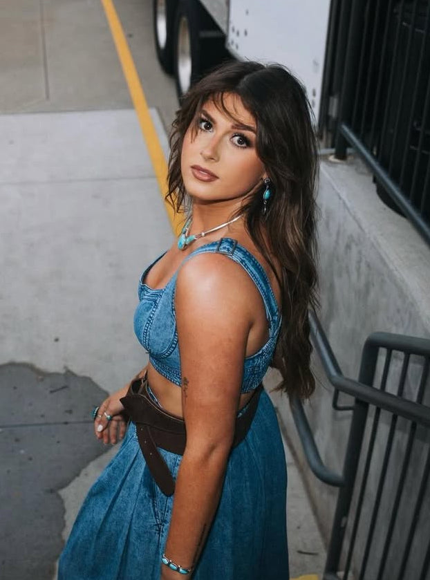 AUCTION (BID ONLY) free people chambray skirt/top set (XS)*- ends 8/19 at 8pm CT