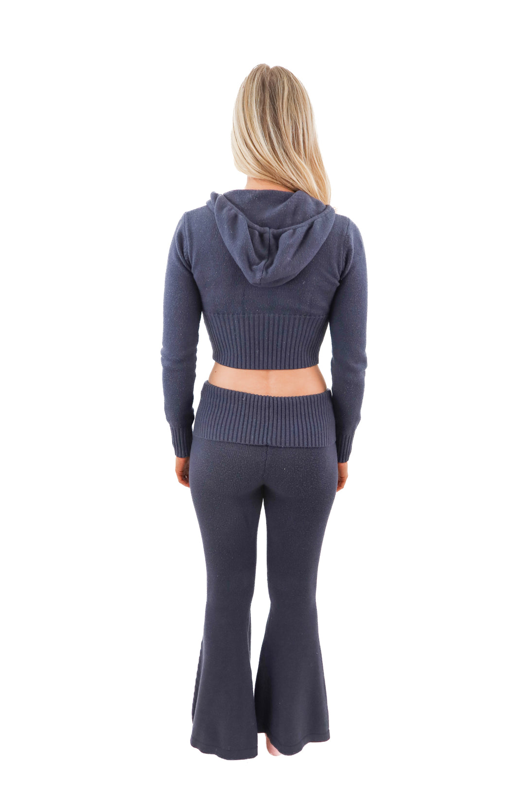 edikted blue knit hoodie and pants set (xs/s; retail $121)