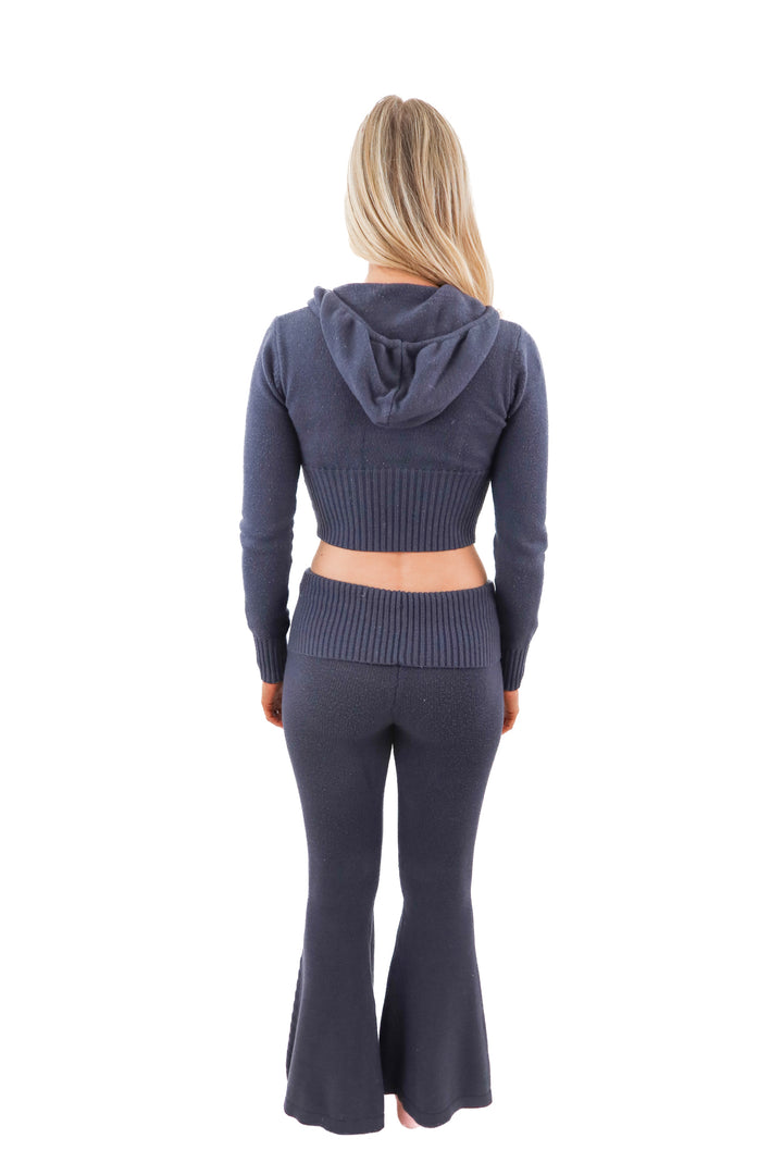 edikted blue knit hoodie and pants set (xs/s; retail $121)