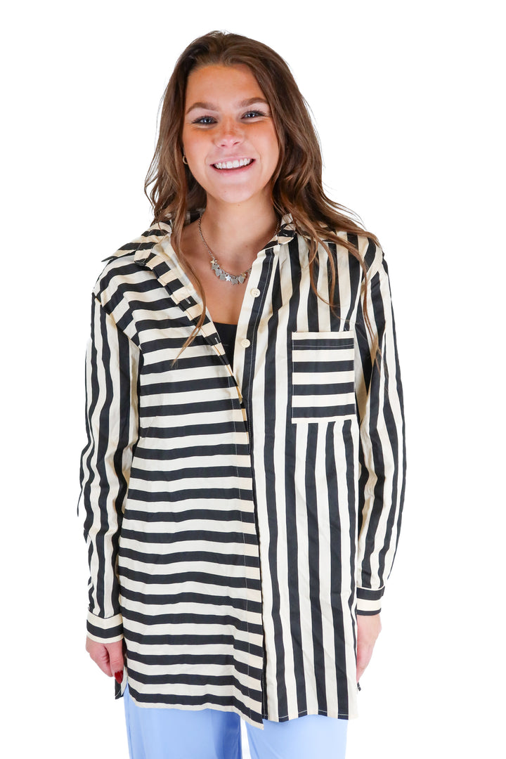 princess polly cream and black shirt NWT (xs; retail $50)