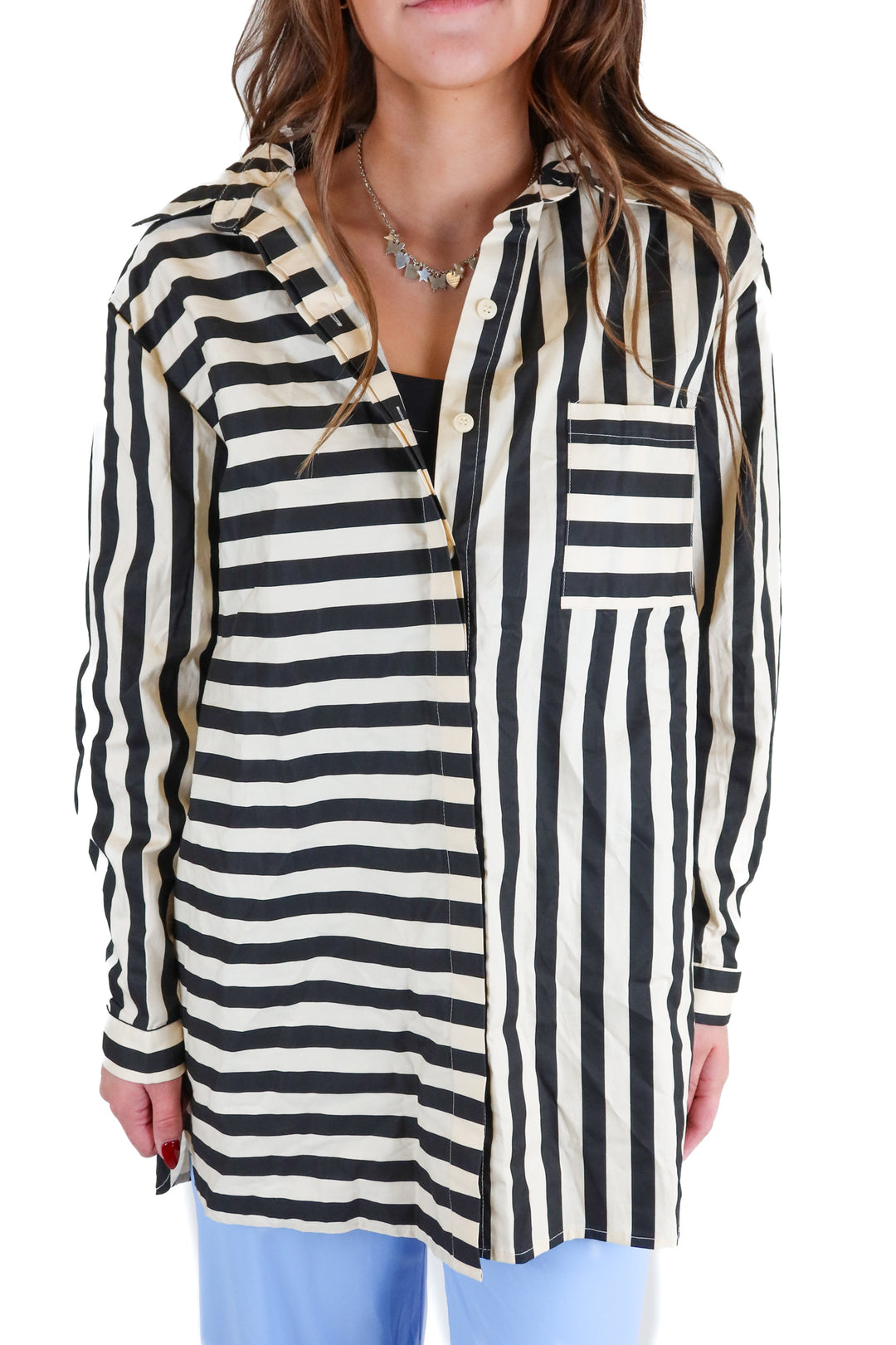 princess polly cream and black shirt NWT (xs; retail $50)