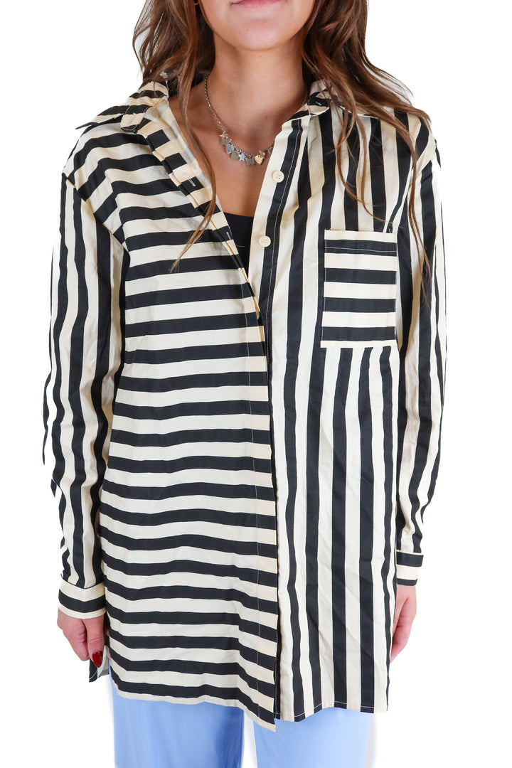 princess polly cream and black shirt NWT (xs; retail $50)