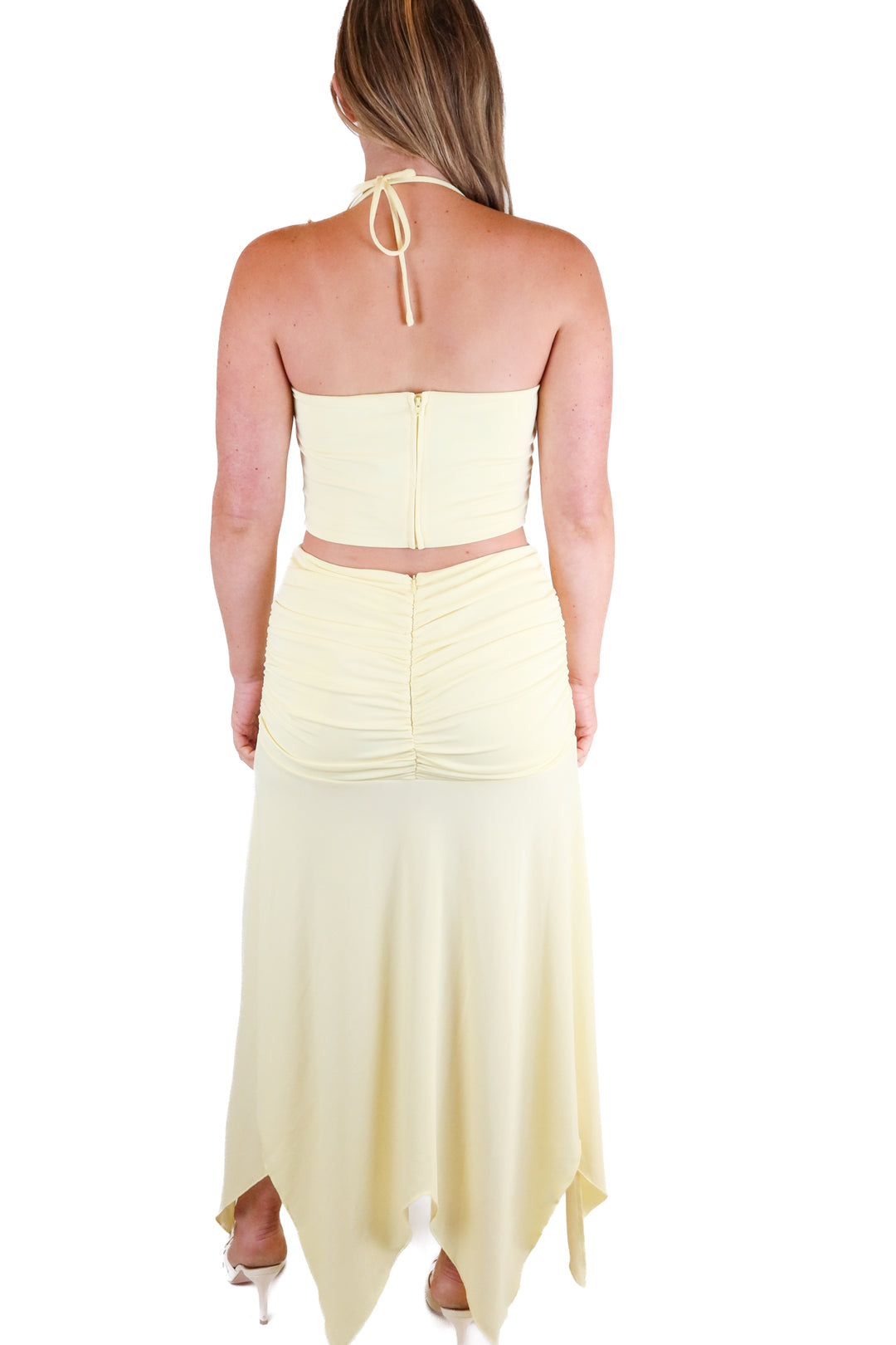 Lovers and Friends Butter Yellow Cowl Neck Top & Skirt Set NWT (M)