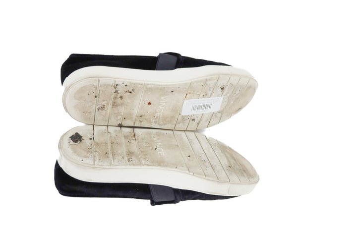 vince black velvet slip ons (7.5)