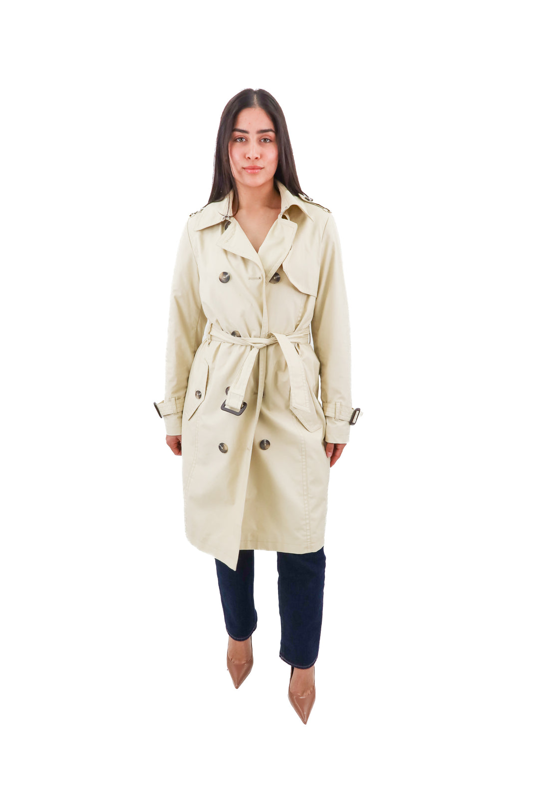 espirit tan trench coat (s; retail $115)