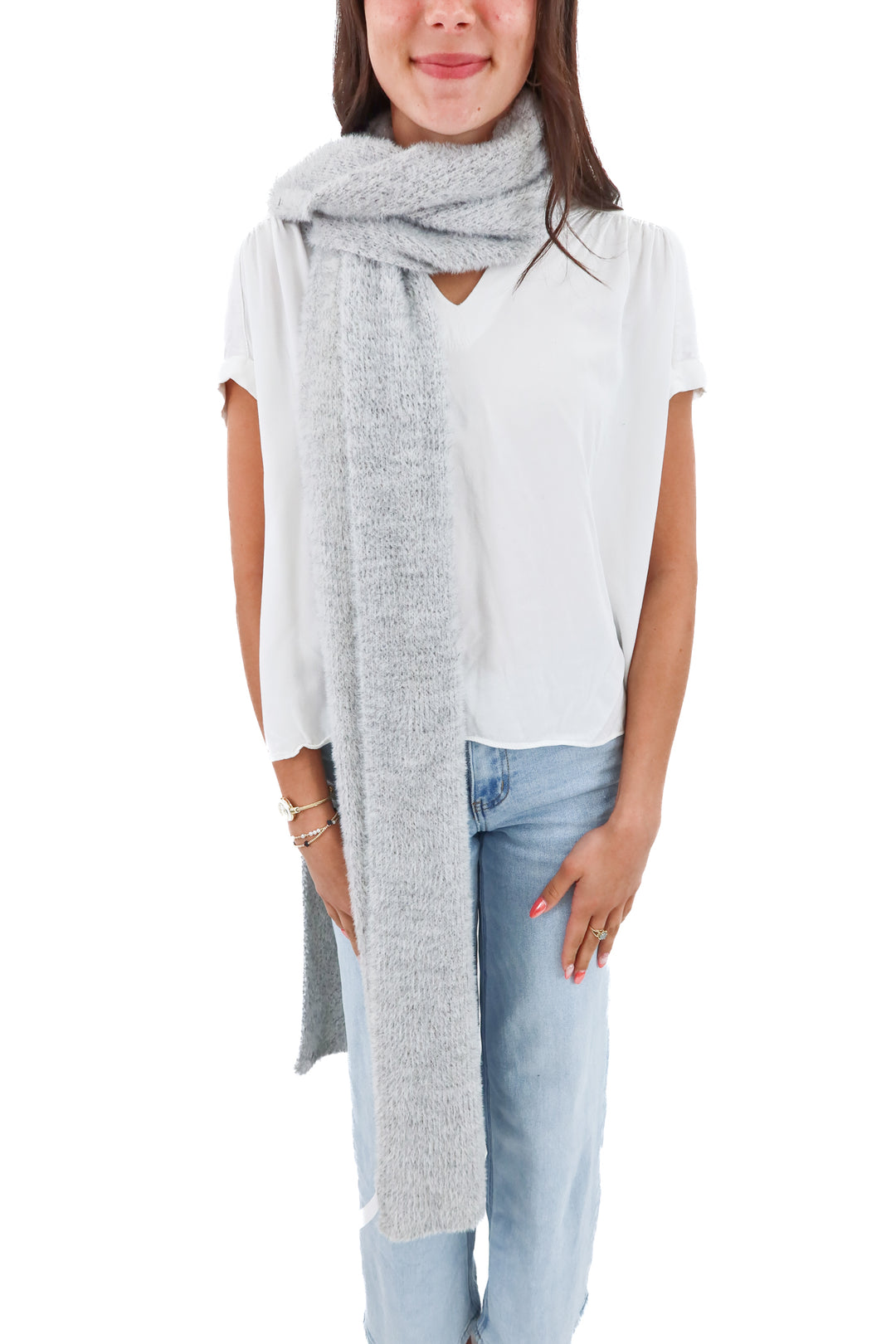 calia gray plush scarf nwt
