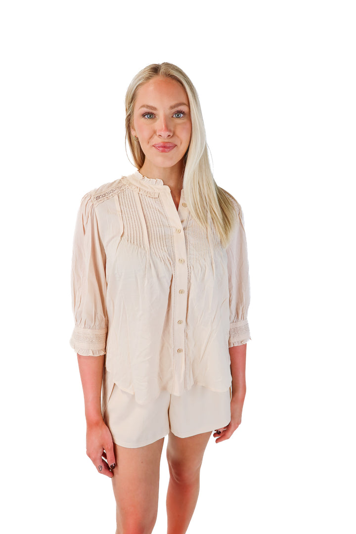 SOLD wit & wisdom ruffle/lace top NWT (s; retails $78)