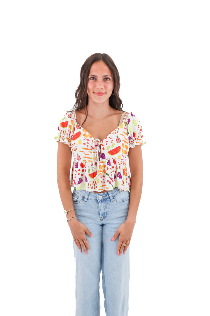 lisa says gah fruit top (xs; retail $90)