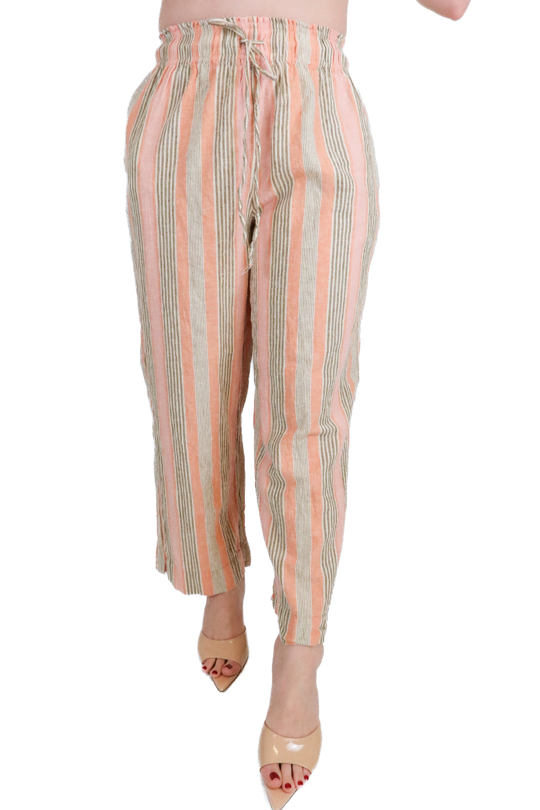 Free People orange striped wide leg linen pants (xs; retail $70)