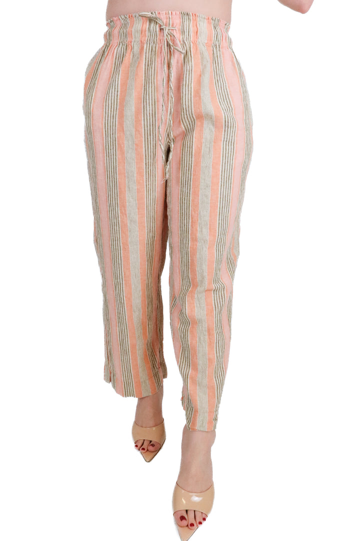Free People orange striped wide leg linen pants (xs; retail $70)