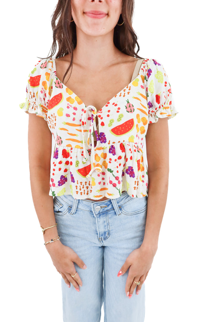 lisa says gah fruit top (xs; retail $90)