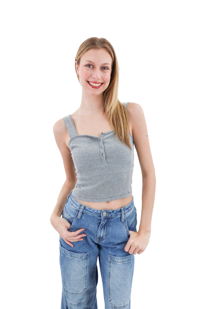 abercrombie + fitch grey tank (s)