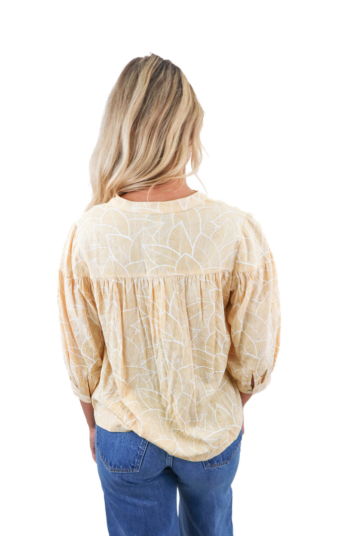 Pinch yellow patterned top NWT (XS; retail $78)
